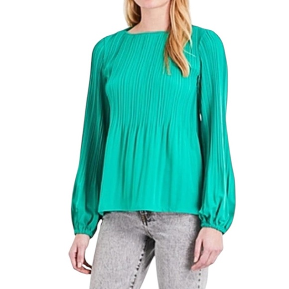 Maje Lockin Pleated Top in Vert - Picture 1 of 7